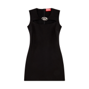 (W) Diesel D-Reams Short Cut-Out Dress In Milano Knit Black