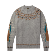 Kapital 5G Wool Elbow Virgin Mary Nordic Sweater Grey