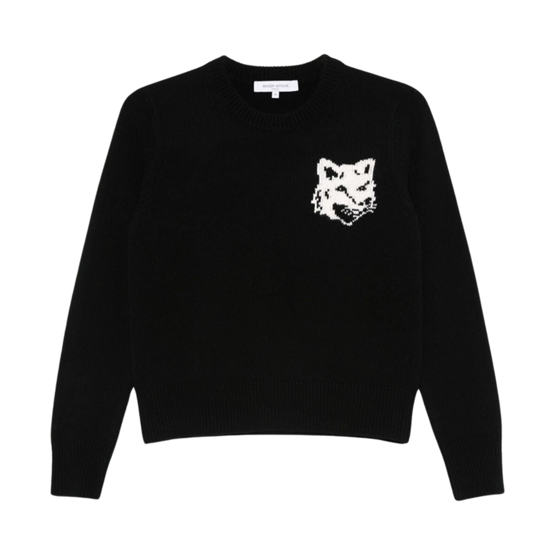 NW00808KM0329-P199 (W) Maison Kitsune Fox Head Intarsia Regular Jumper Black