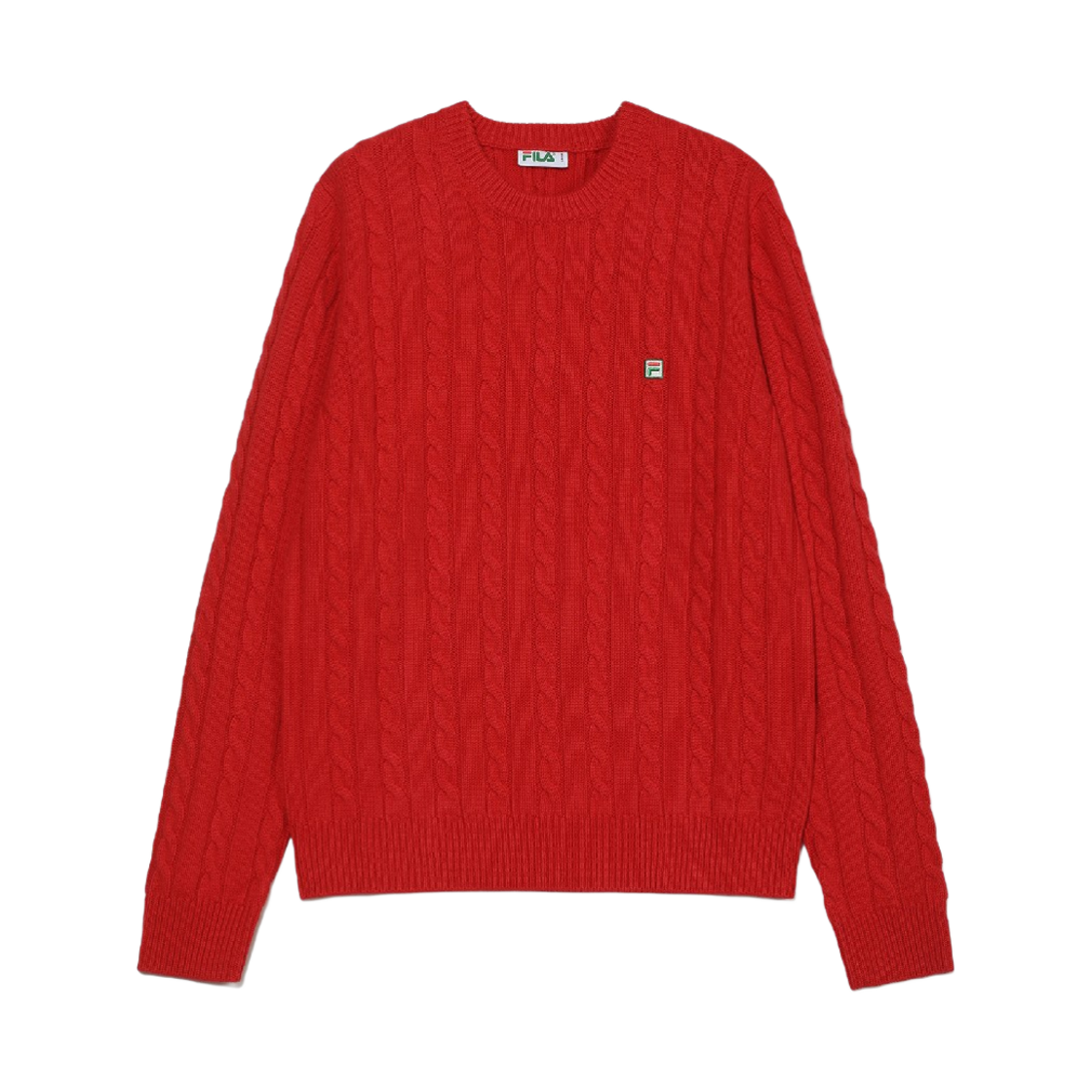 [6% 적립] 휠라 F+ 케이블 니트 크루넥 브라이티스트 레드