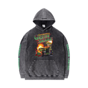 QT8 GARMENTS TL Green Snake SP Washed Hoodie Charcoal