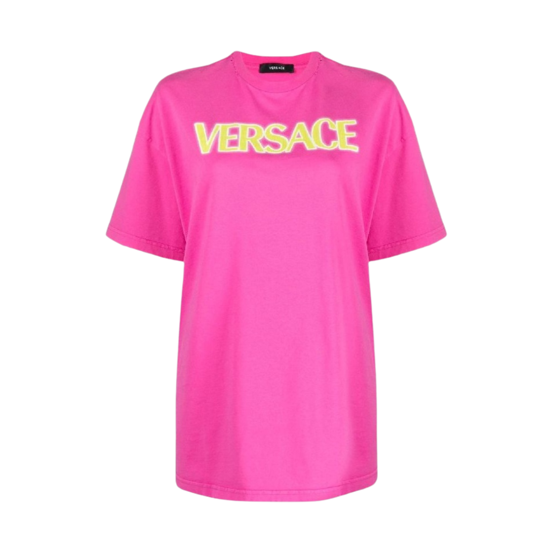 (W) 베르사체 디스트레스 로고 티셔츠 핑크((W) Versace Distressed Logo T-Shirt Pink) - 1
