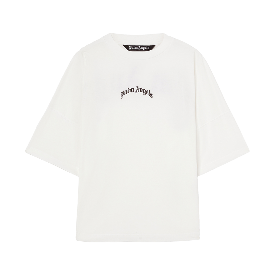 P8TMMS090 PALM ANGELS Back Curved Logo Over Tee Off White - Blue