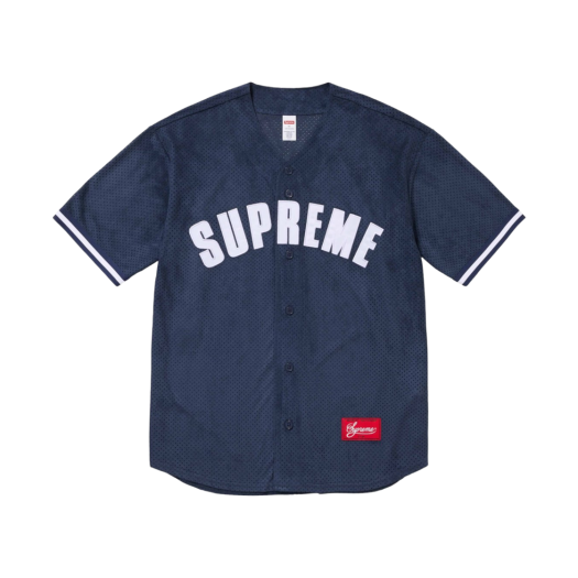 Supreme Ultrasuede Mesh Baseball Jersey Navy - 24SS
