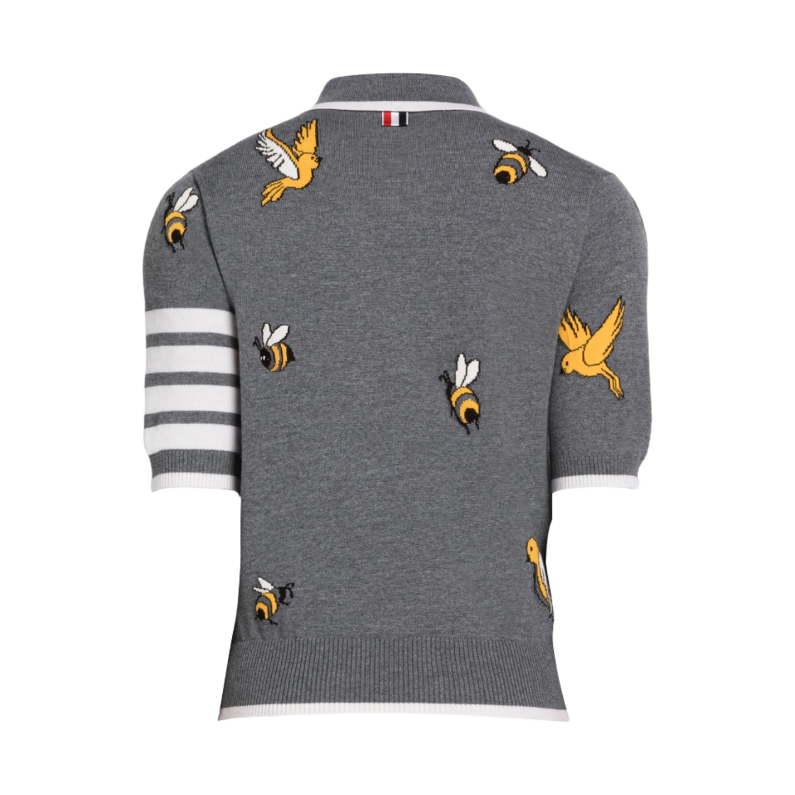 톰브라운 코튼 메리노 버드 & 비 하프 드롭 사선 폴로 미디움 그레이(Thom Browne Cotton Merino Birds & Bees Half Drop 4-Bar Polo Medium Grey) - 2