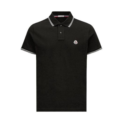 K1-091-8A00031-84556-999 Moncler Logo Patch Cotton Polo Shirt Black - 25SS