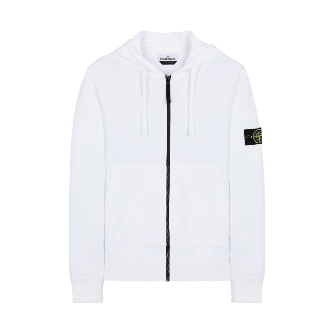 741564251-V0001 Stone Island 64251 Cotton Fleece Full Zip Hooded Sweatshirt White - 21SS