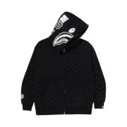 BAPE College Monogram Relaxed Fit Shark Full Zip Hoodie Black