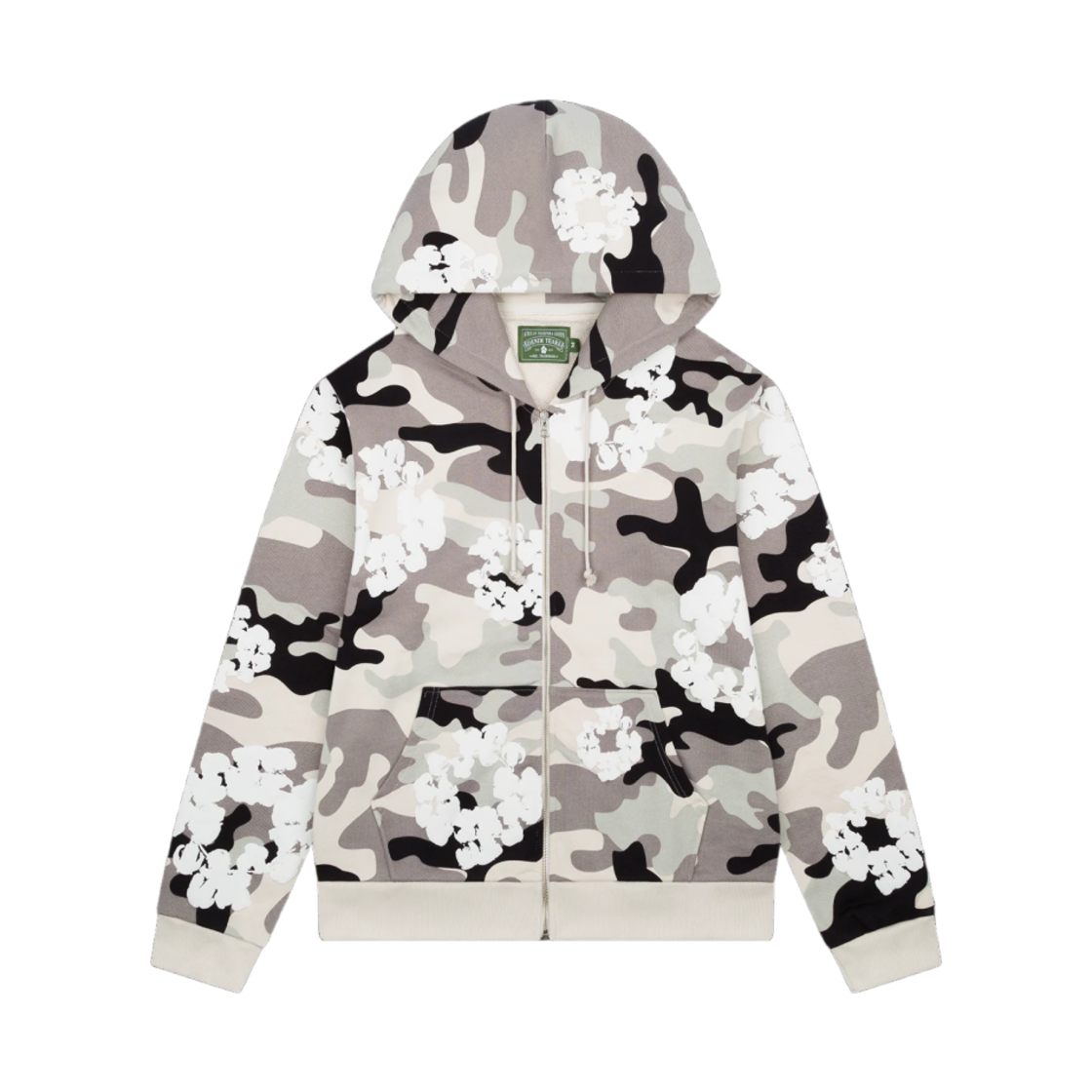 - Denim Tears Cotton Wreath Zip Hoodie Snow Camo
