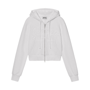 (W) Glowny Jordan Zip-Up Cropped Hoodie White