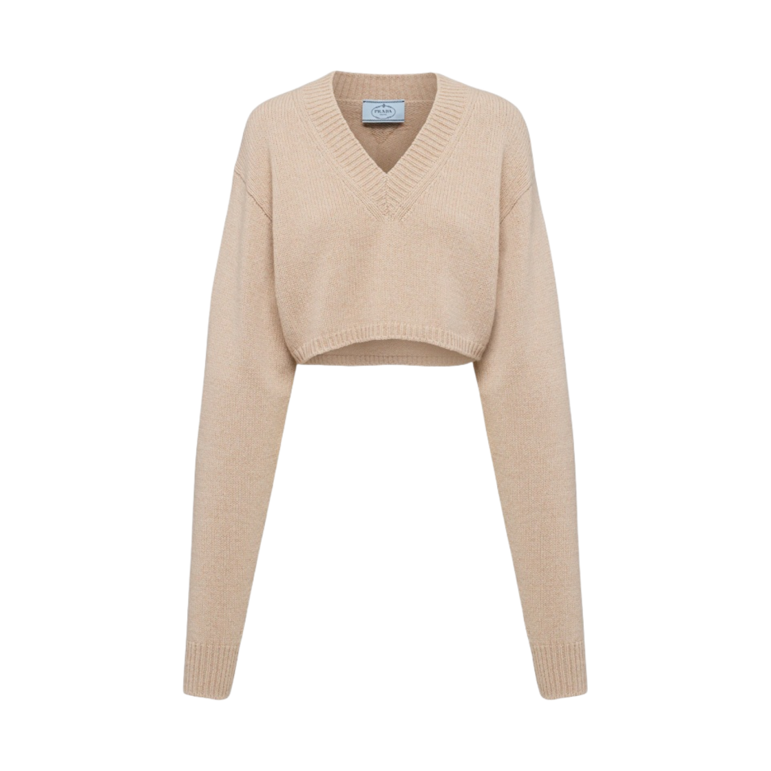 (W) 프라다 울 앤 캐시미어 브이넥 스웨터 카멜 브라운((W) Prada Wool and Cashmere V-Neck Sweater Camel Brown) - 1