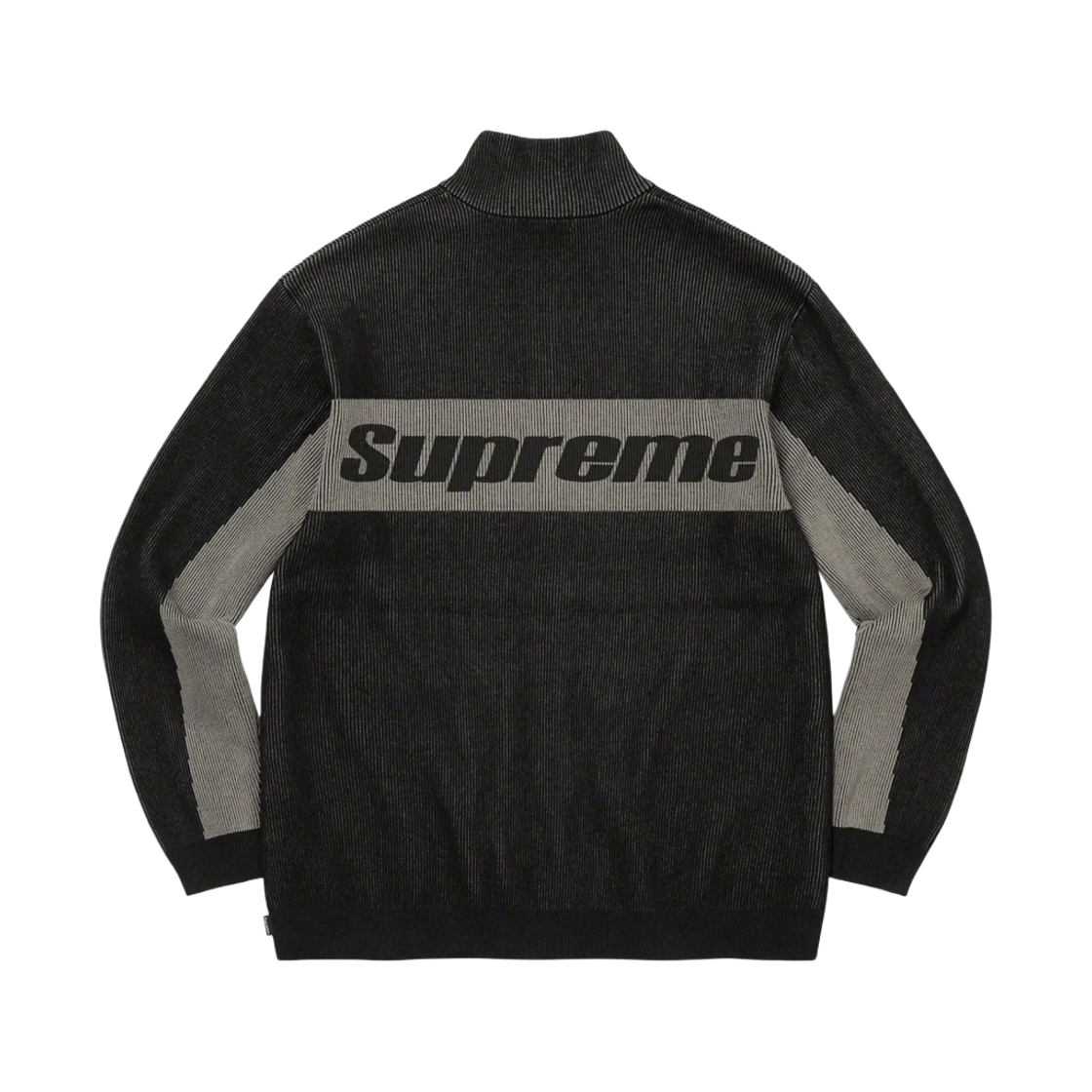 슈프림 투톤 립드 집업 스웨터 블랙 - 22FW(Supreme 2-Tone Ribbed Zip Up Sweater Black - 22FW) - 1