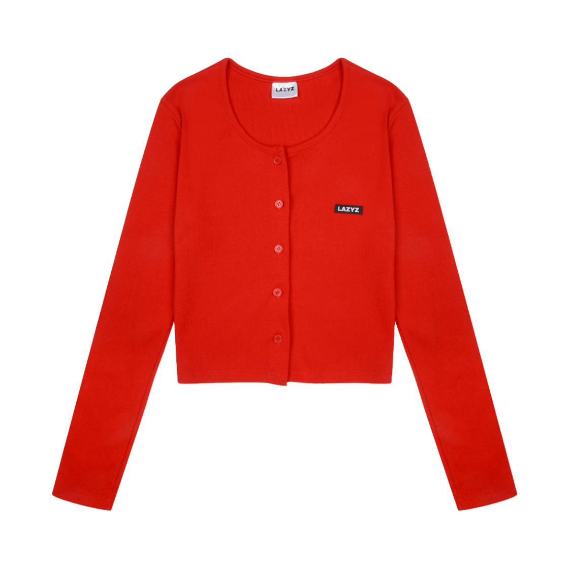 레이지지 라벨 유넥 크롭 가디건 레드