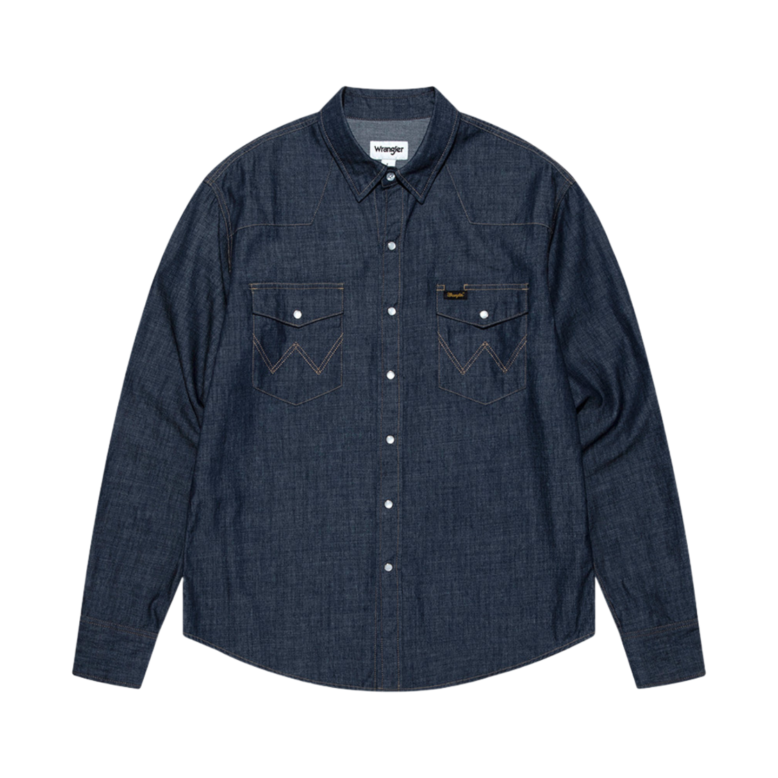 랭글러 스탠다드 로고 자수 데님 셔츠 인디고 다크(Wrangler Standard Logo Embroidered Denim Shirt Indigo Dark)
