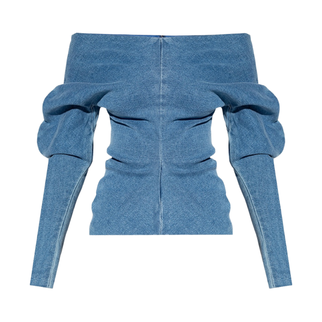 (W) 알렉산더 왕 오프 숄더 데님 탑 블루((W) Alexander Wang Off Shoulder Denim Top Blue) - 1