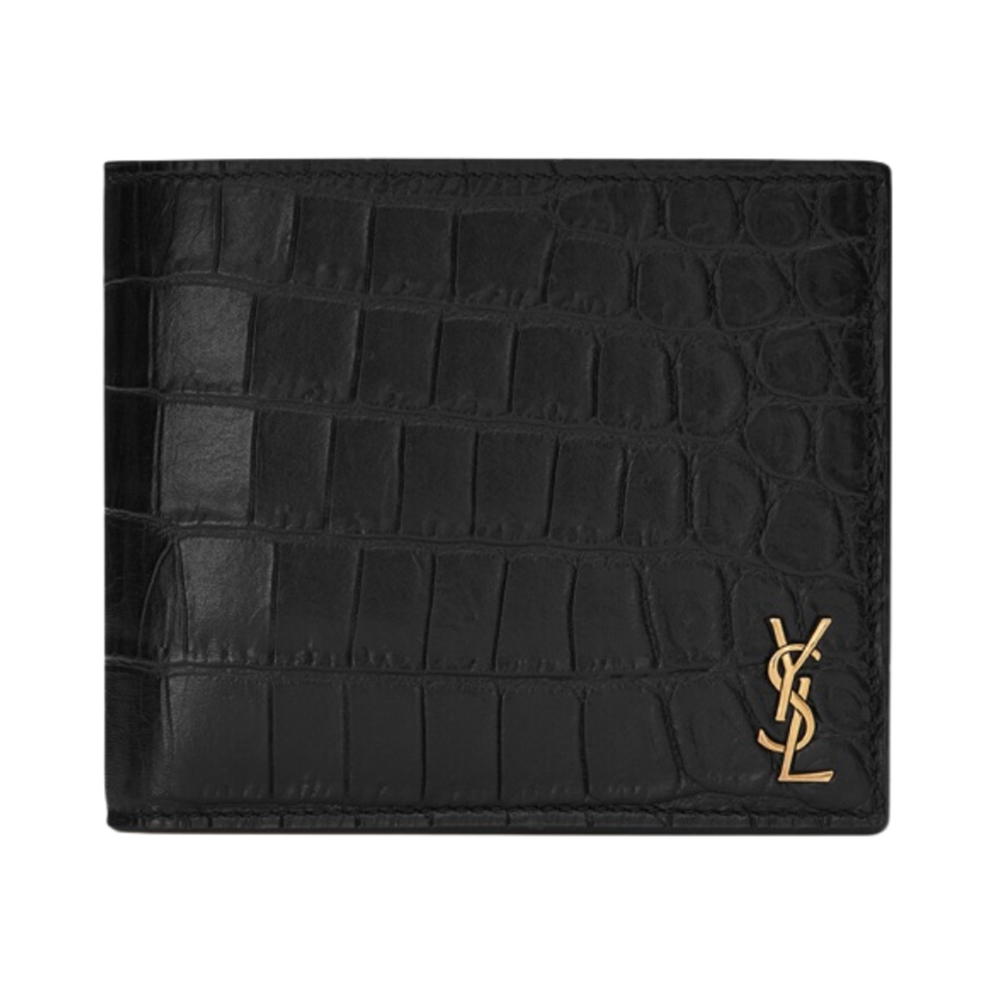 생로랑 크로커다일 엠보스드 매트 레더 타이니 카산드라 이스트/웨스트 지갑 블랙(Saint Laurent Tiny Cassandre East/West Wallet In Crocodile Embossed Matte Leather Black)