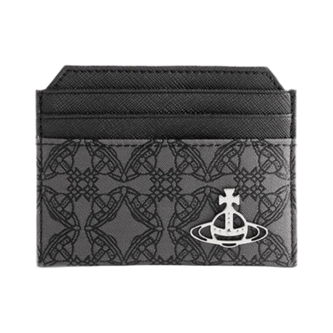 비비안 웨스트우드 리자카드 오보라마 슬림 카드 홀더 미니 오브 블랙 그레이(Vivienne Westwood Re-Jacquard Orborama Slim Card Holder Mini Orb Black Grey) - 1