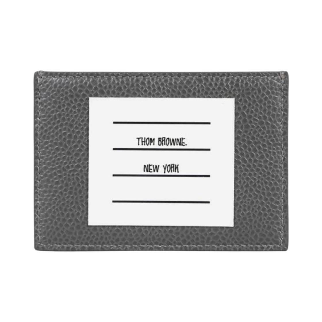 MAW290A-00198-025 Thom Browne Pebble Grain Leather Paper Label Single Card Holder Dark Grey