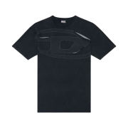 Diesel T-Wash-Peeloval T-Shirt with Peel-Off Maxi Oval D Logo Black