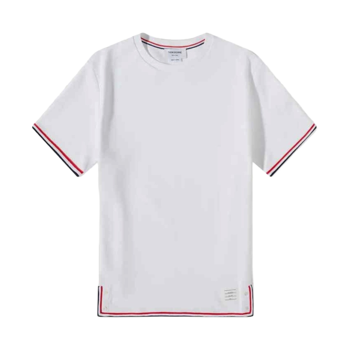 톰브라운 인터락 코튼 티셔츠 화이트(Thom Browne Interlock Cotton T-Shirt White) - 1