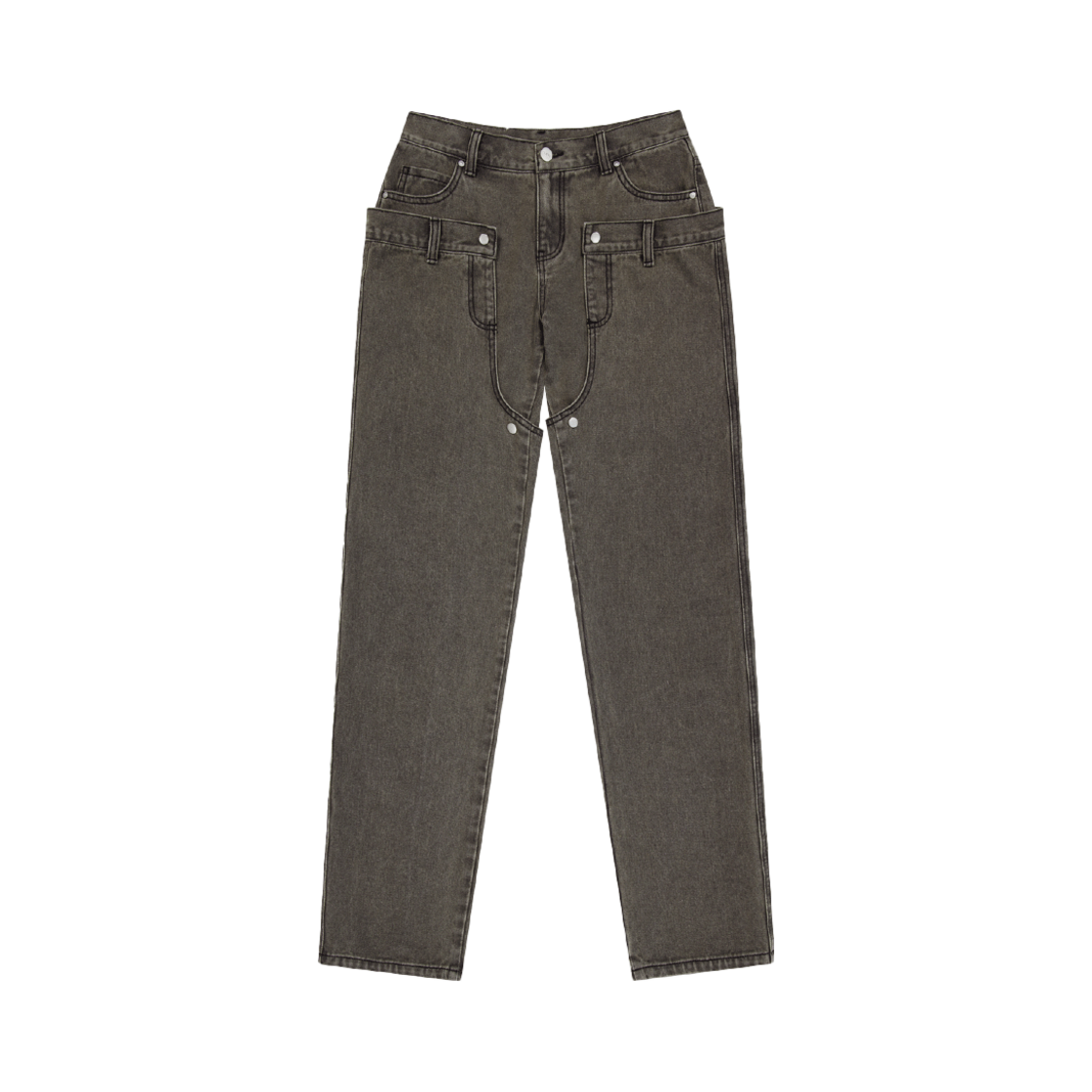 오호스 디테처블 버튼 데님 팬츠 카키(OJOS Detachable Button Denim Pants Khaki)