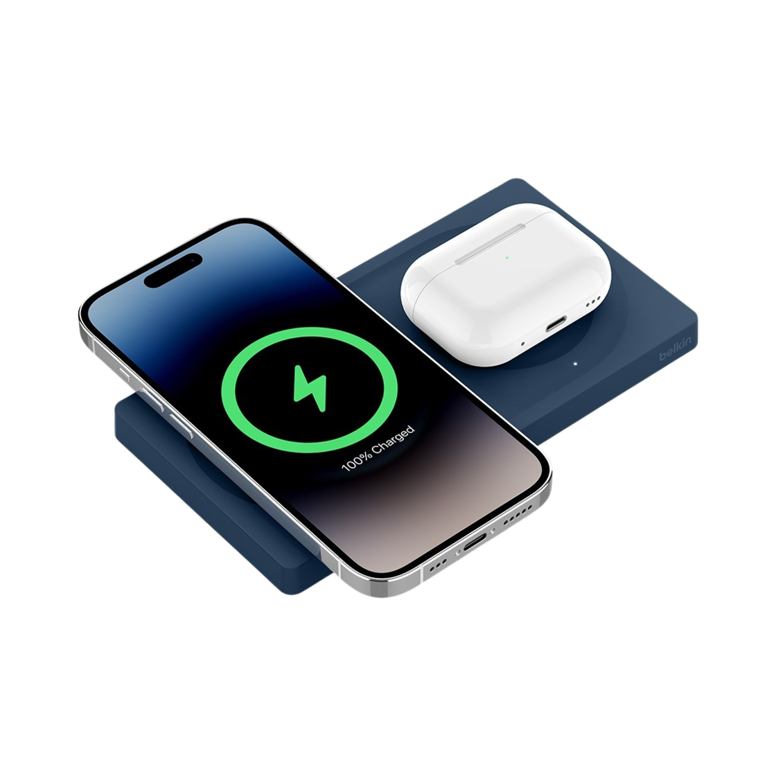 WIZ019btBL Belkin 2-in-1 MagSafe 15W Wireless Charging Pad WIZ019bt Blue