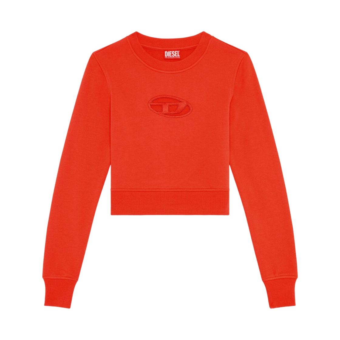 A099310GRAC-45C (W) Diesel F-Slimmy-Od Cropped Sweatshirt with Cut-Out Logo Red