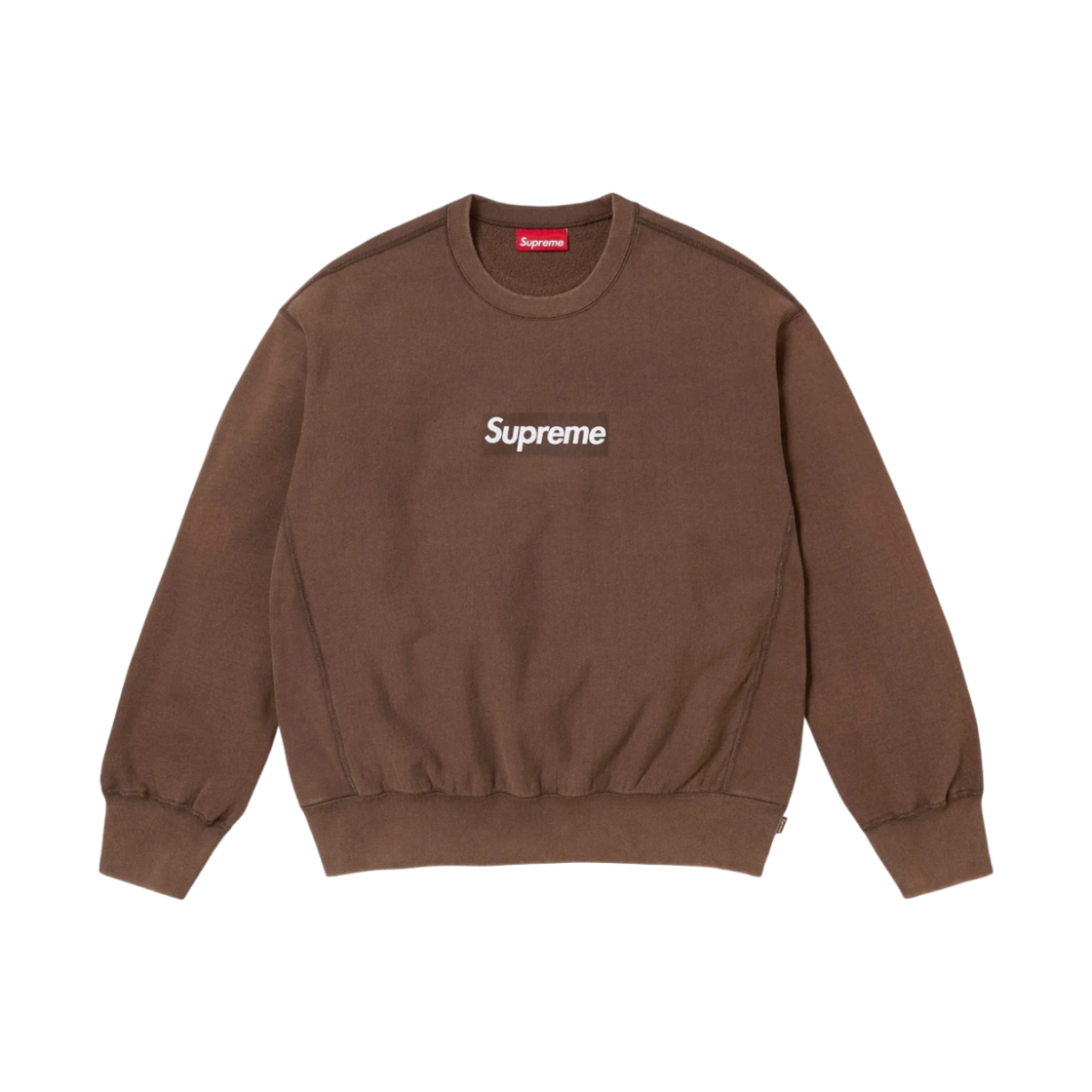 슈프림 워시드 박스로고 크루넥 브라운 - 25SS