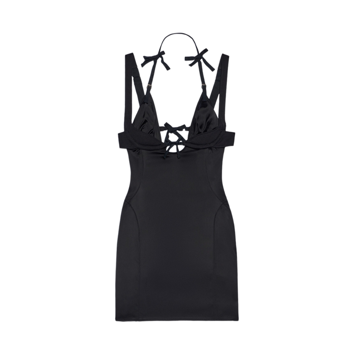 (W) 자크뮈스 라 로브 시세리 베디드 프린지 미니 드레스 블랙((W) Jacquemus La Robe Ciceri Beaded Fringe Mini Dress Black) - 1