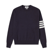 Thom Browne Milano Stitch 4-Bar Crewneck Pullover Knit Navy