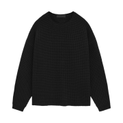 Essentials Heavy Waffle Crewneck Sweater Black - 24FW