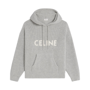 Celine Sweater with Hood in Ribbed Wool Light Grey