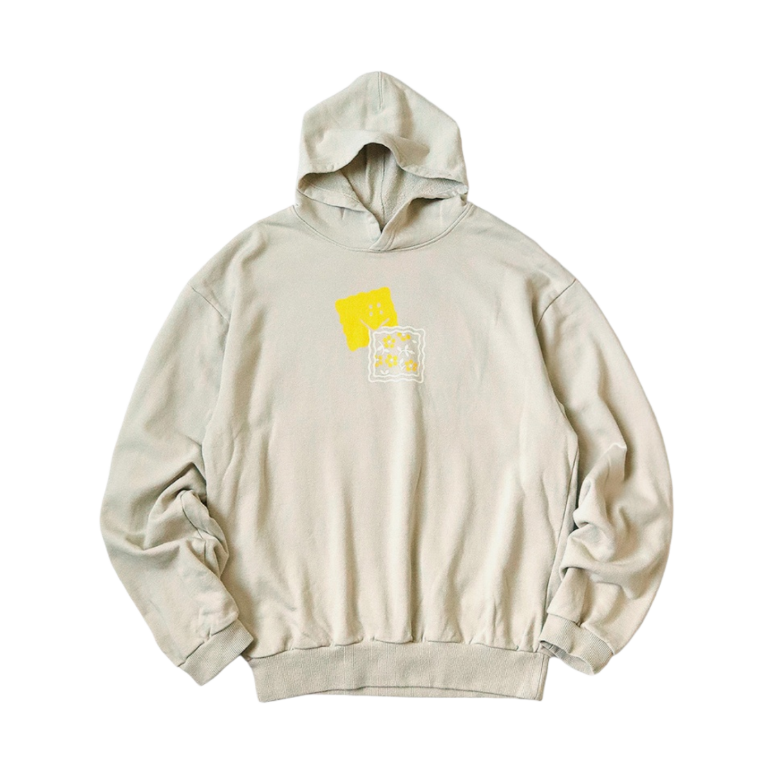 K2309LC018 Kapital 30-Fleece Hooded Sweatshirt Peckish Rainbowy Patch Gray