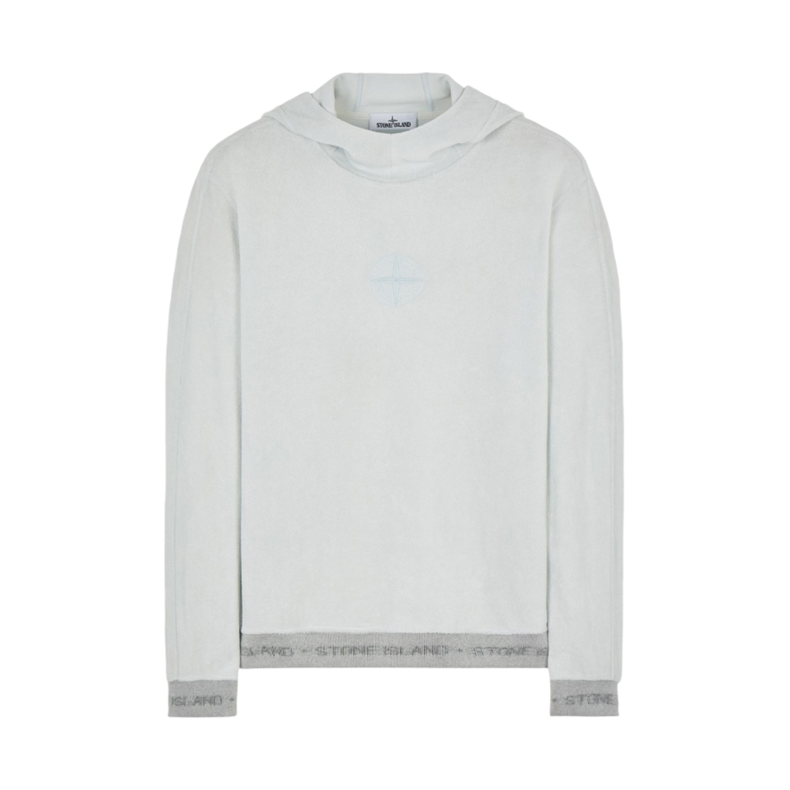 스톤 아일랜드 651E3 오가닉 코튼 테리 플리스 후드 아이스 - 22SS(Stone Island 651E3 Organic Cotton Terry Fleece Hoodie Ice - 22SS) - 1