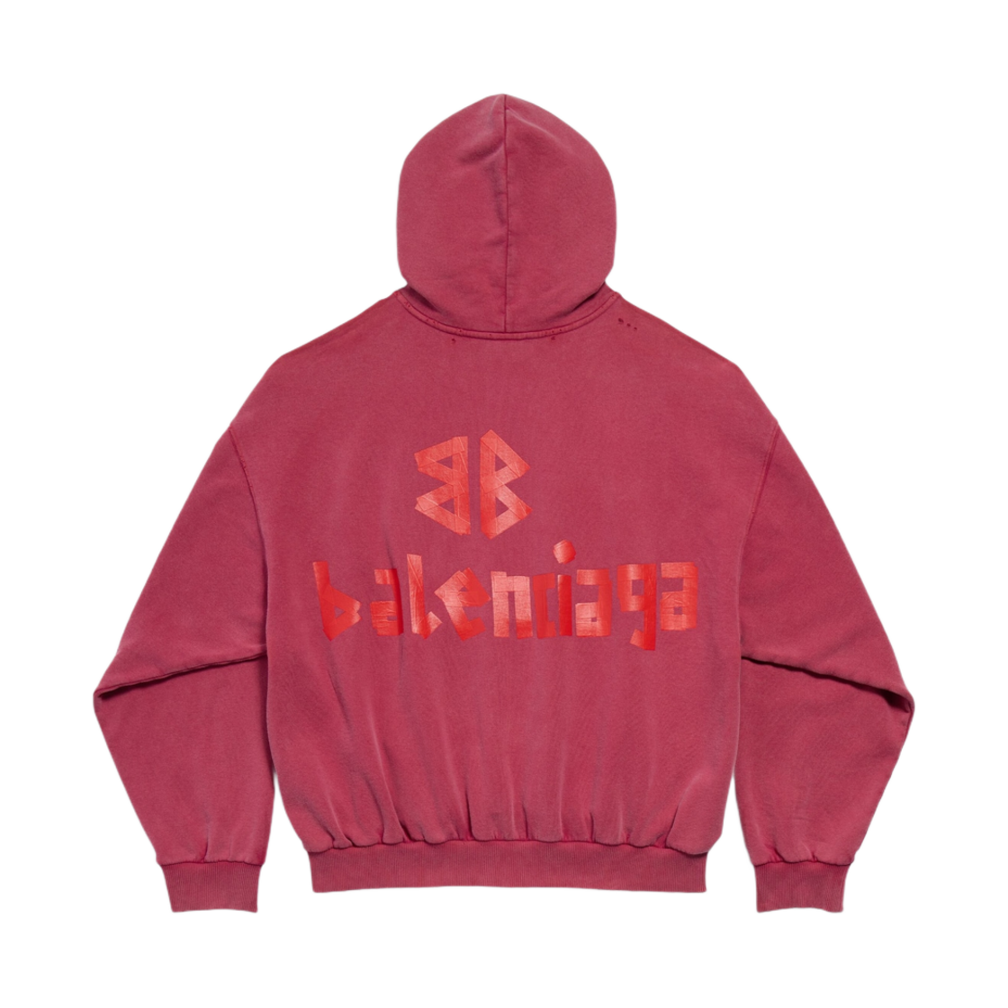 발렌시아가 테이프 타입 립드 포켓 후드 라즈베리(Balenciaga Tape Type Ripped Pocket Hoodie Rasberry) - 2