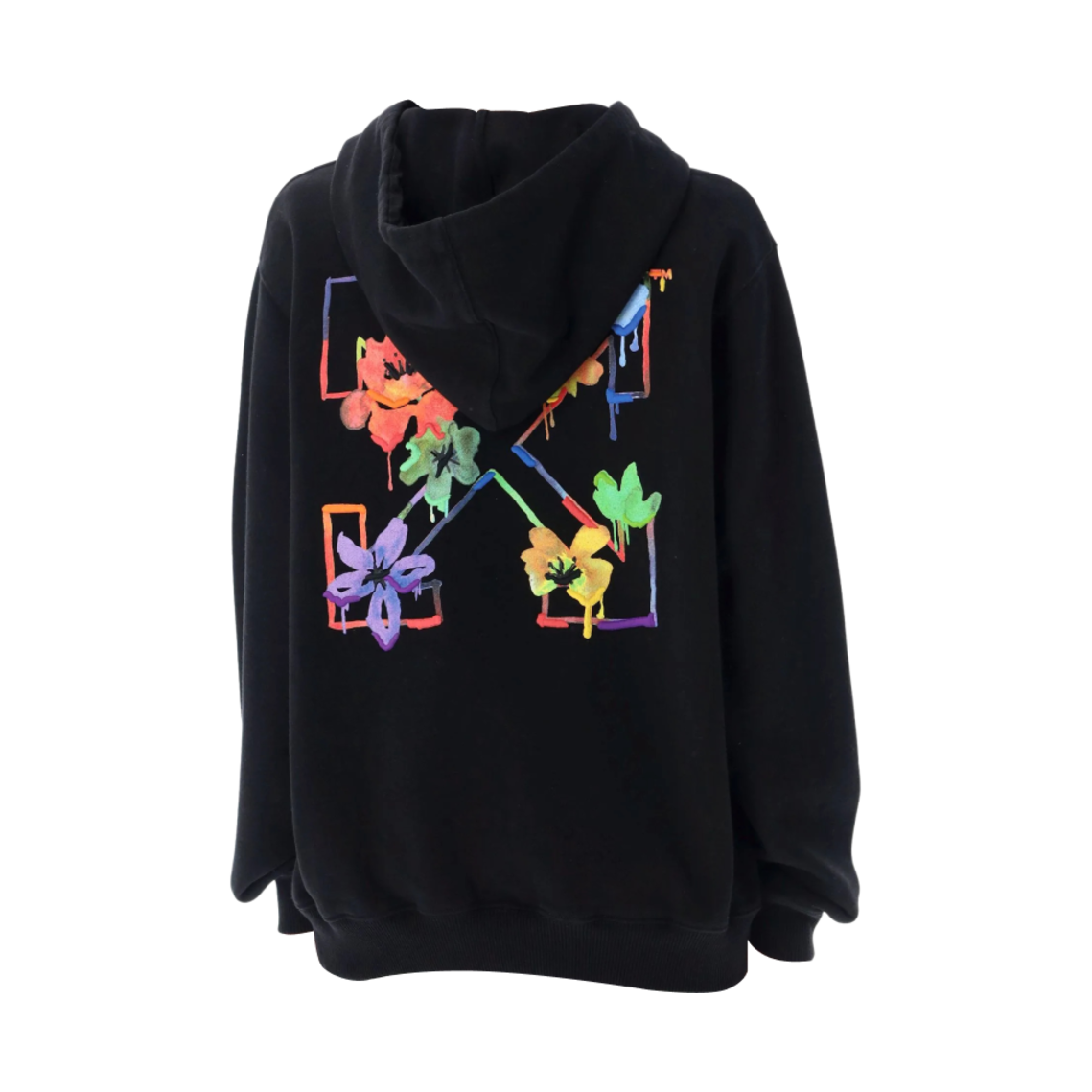 (W) 오프화이트 플로랄 애로우 자수 레귤러 후드 블랙((W) Off-White Floral Arrow Embroidered Regular Hoodie Black) - 2