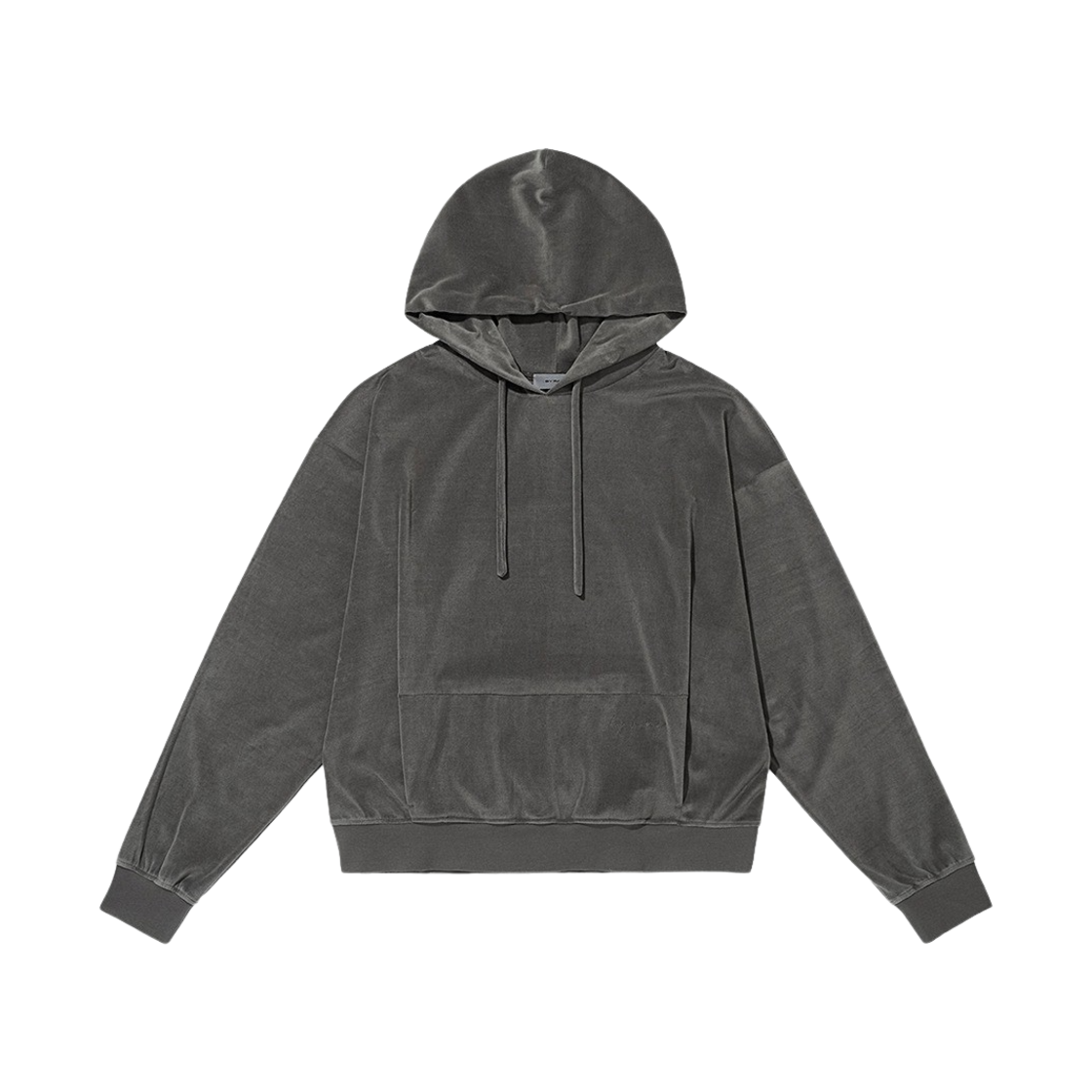 바이랑 로고 벨루어 후드 스웨트셔츠 그레이