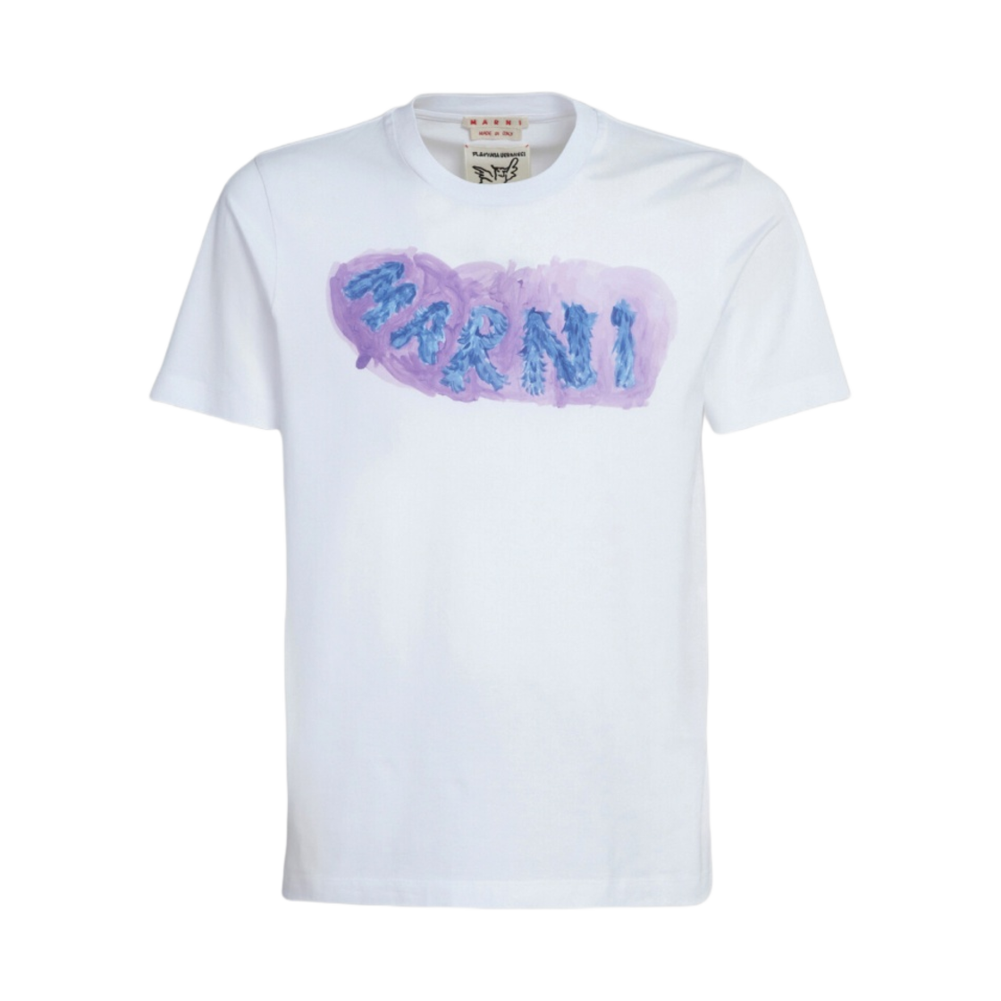 HUMU0198PB-USCV02-HMW01 Marni Bio Cotton T-Shirt with Graphic Print Lily White