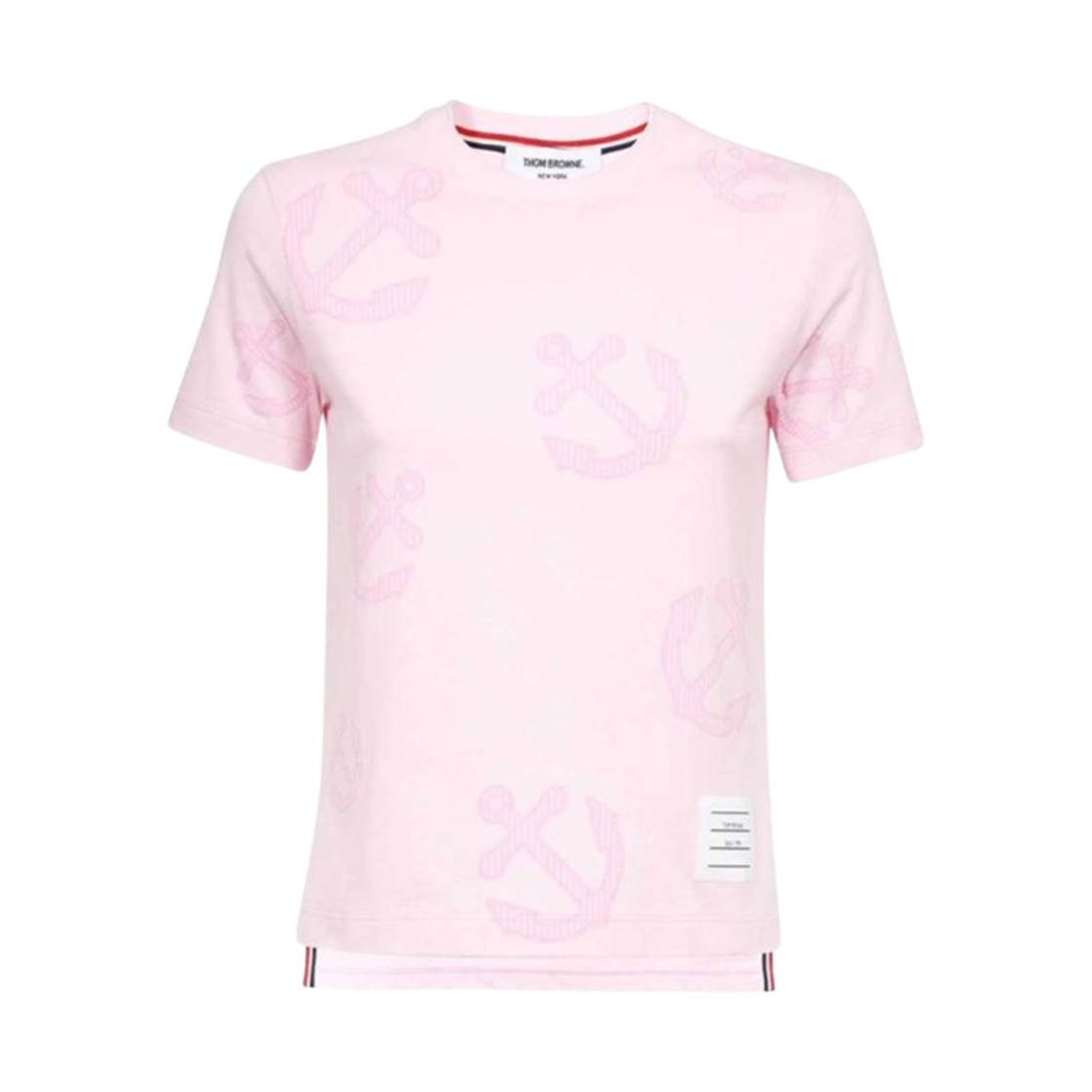 FJS146A-01454-680 (W) Thom Browne Anchor Round T-Shirt Light Pink