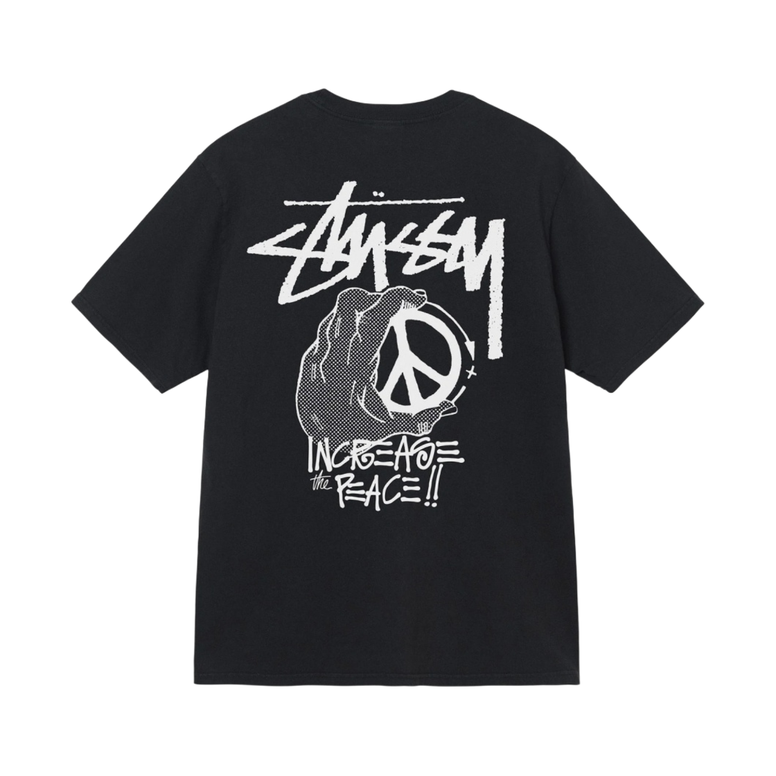 스투시 피스 핸드 피그먼트 다이드 티셔츠 블랙