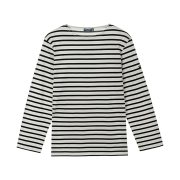 Saint James Minquiers 18 Striped Sailor Long Sleeve T-Shirt Ecru Noir