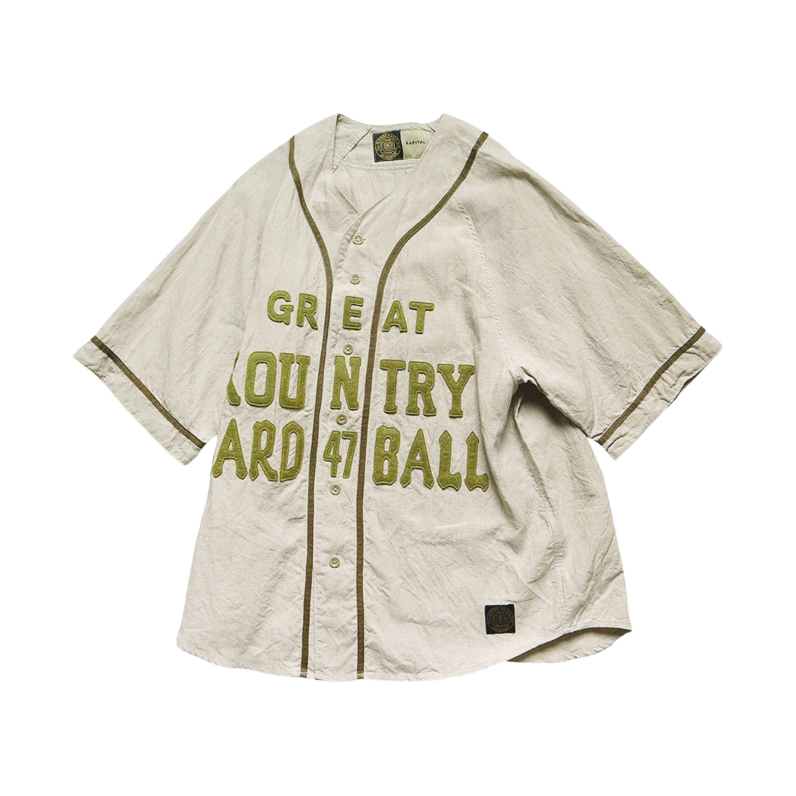 캐피탈 프렌치 리넨 그레이트 컨트리 베이스볼 셔츠 베이지(Kapital French Linen Great Kountry Baseball Shirt Beige)