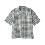 Blue Sunflower Wavy Checkered Short-Sleeve Shirt Blue