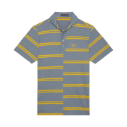 G/Fore Offset Stripe Modern Spread Collar Tech Pique Slim Fit Polo Light Heather Grey