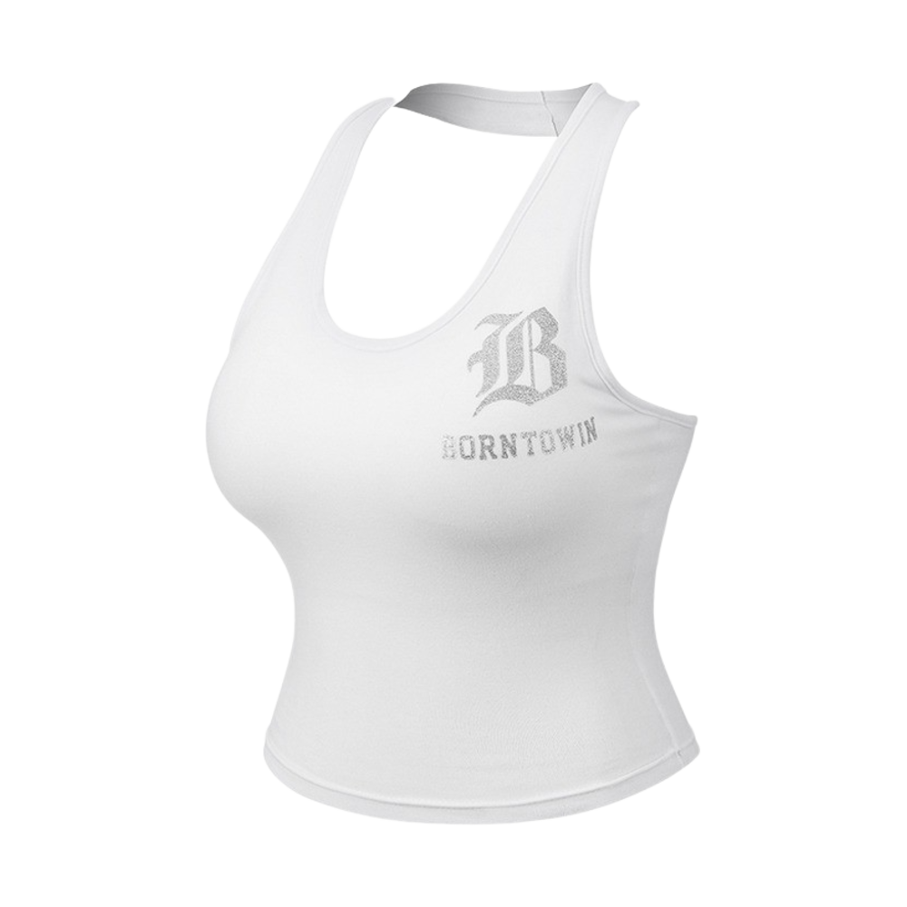 본투윈 심볼 B 홀터넥 슬리브리스 화이트