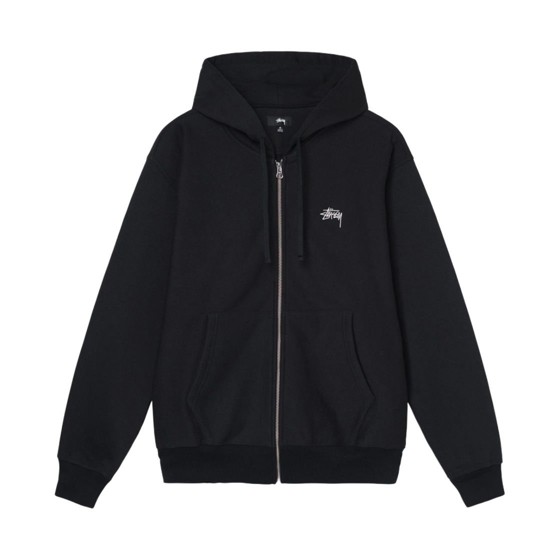 118471 Stussy Overdyed Stock Logo Zip Hoodie Black