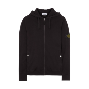 Stone Island 63160 Old Treatment Hooded Full Zip Sweatshirt Black - 24SS