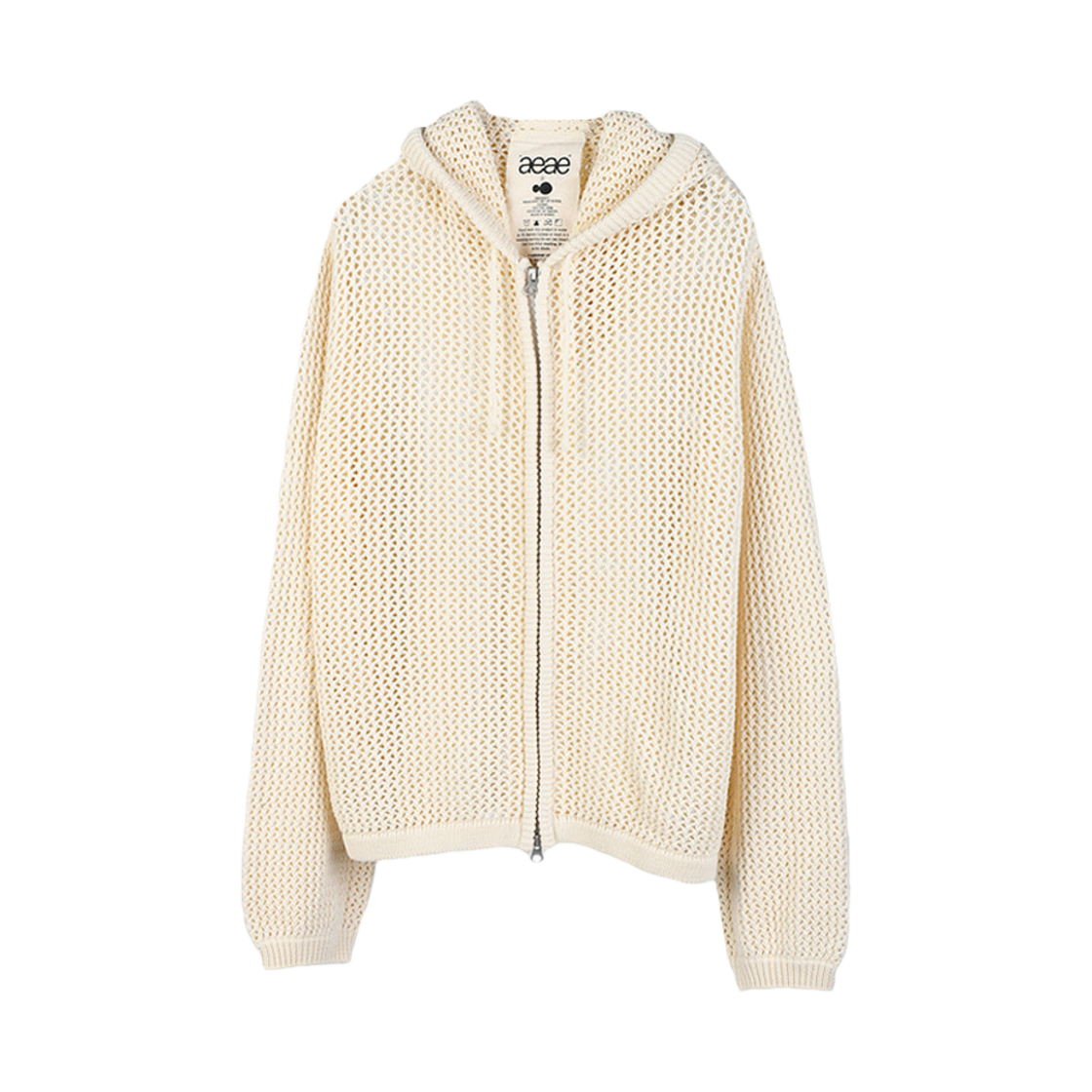 (W) 에이에이 메쉬 니트 후디 라이트 베이지((W) Aeae Mesh Knit Hoodie Light Beige)
