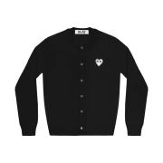 Play Comme des Garcons White Heart Knit Cardigan Black