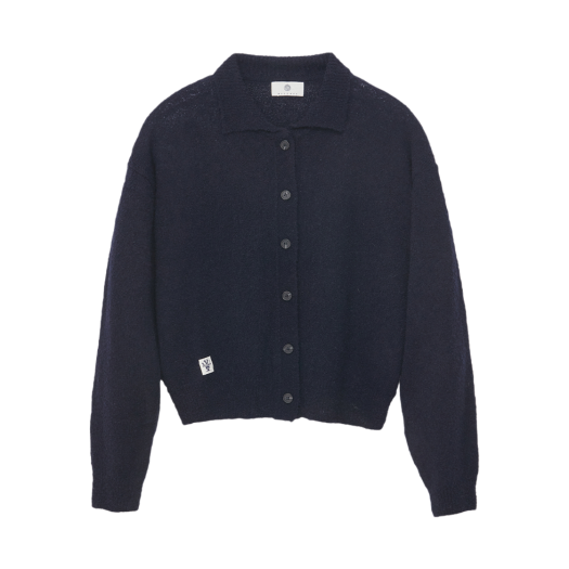 24FWKN01BL_ Woodman Boucle Collar Cardigan Navy